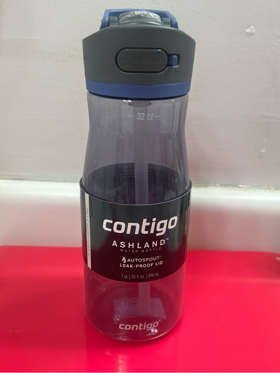 Contigo Other - Contigo Clear Smoky Water Bottle with Gray Lid and Blue Accent